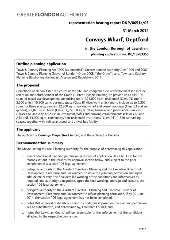 Convoys Wharf Deptford In The London Borough Of Lewisham Planning 