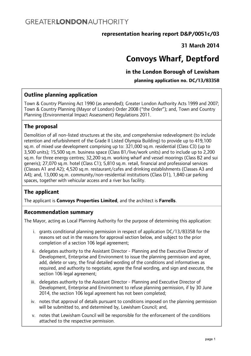 Convoys Wharf Deptford In The London Borough Of Lewisham Planning 