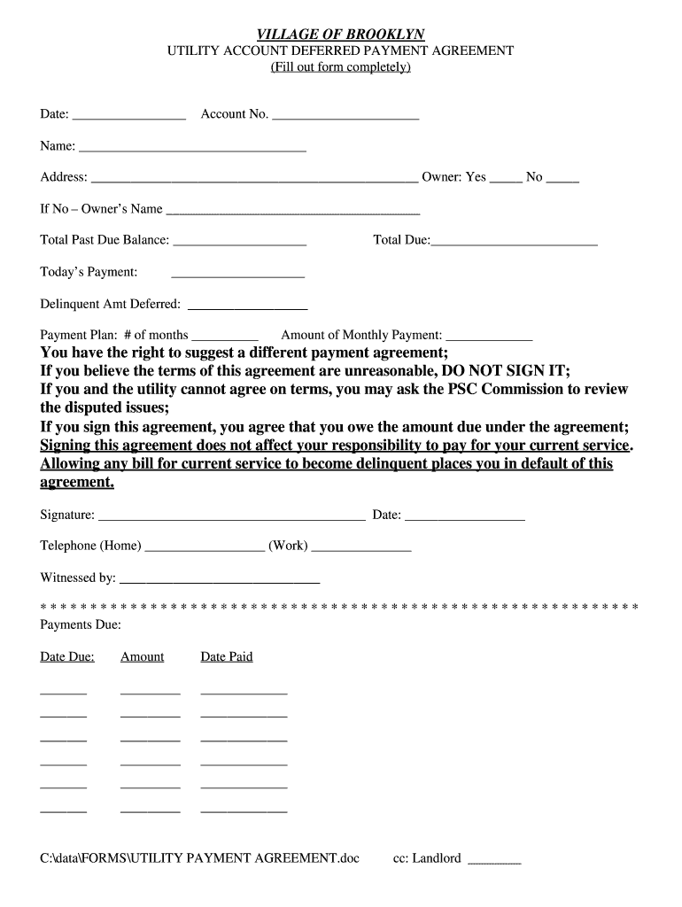 Deferred Payment Agreement Template Fill Out Sign Online DocHub