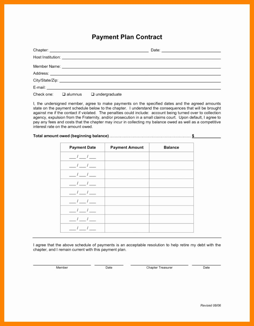 Dental Payment Plan Agreement Template Luxury 6 Payment Contract