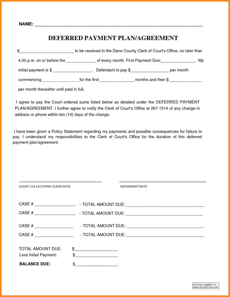 Dental Payment Plan Agreement Template Printable