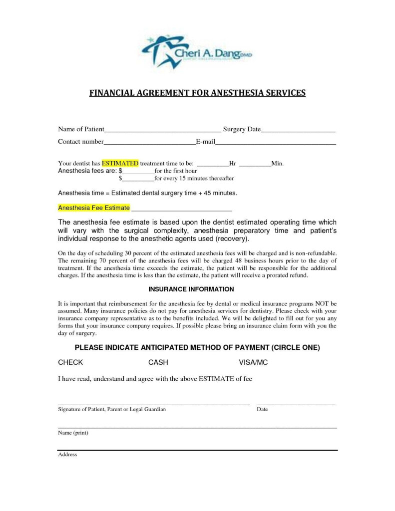 Dental Payment Plan Agreement Template Printable Dental How To Plan 