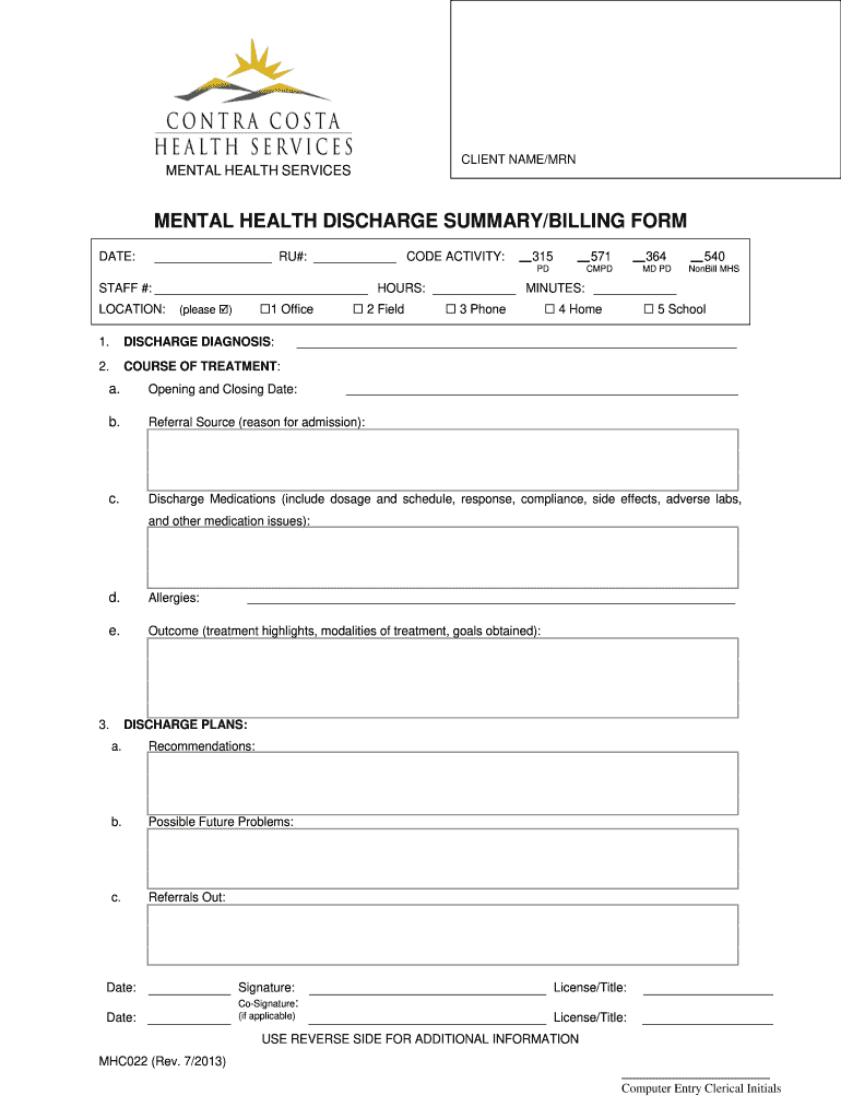 Discharge Planning Mental Health Worksheet Fill Online Printable 