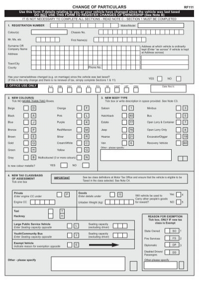 Download Change Of Particulars Form RF111 Dublin City Council