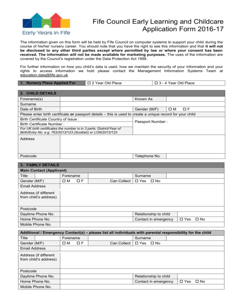 Early Learning And Childcare Application