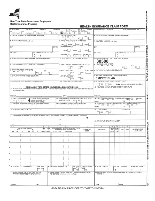 Empire Plan Corrected Claim Form PlanForms