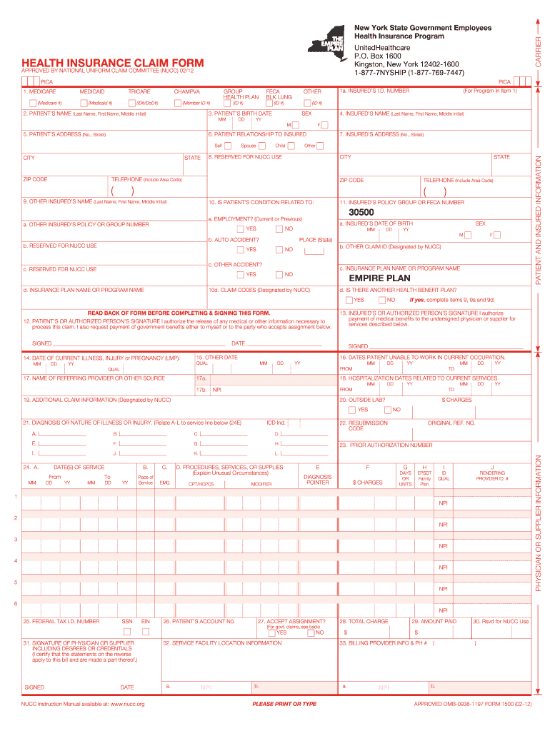 Empire Plan Out Of State Claim Form Fillable Form Printable Forms