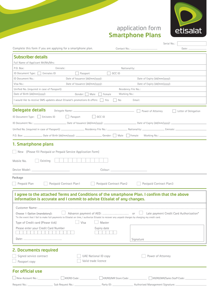 Etisalat Application Form Fill Out Sign Online DocHub