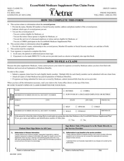 ExxonMobil Medicare Supplement Plan Claim Form