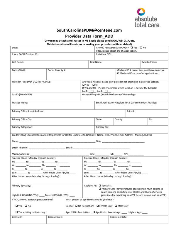 Fill Free Fillable Absolute Total Care PDF Forms