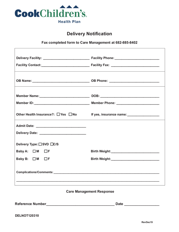 Fill Free Fillable Cook Children s Health Plan PDF Forms