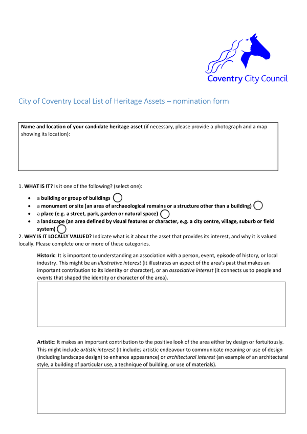 Fill Free Fillable Coventry City Council PDF Forms