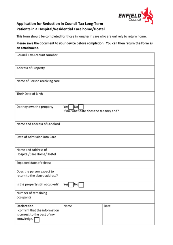 Fill Free Fillable Enfield London Borough Council PDF Forms