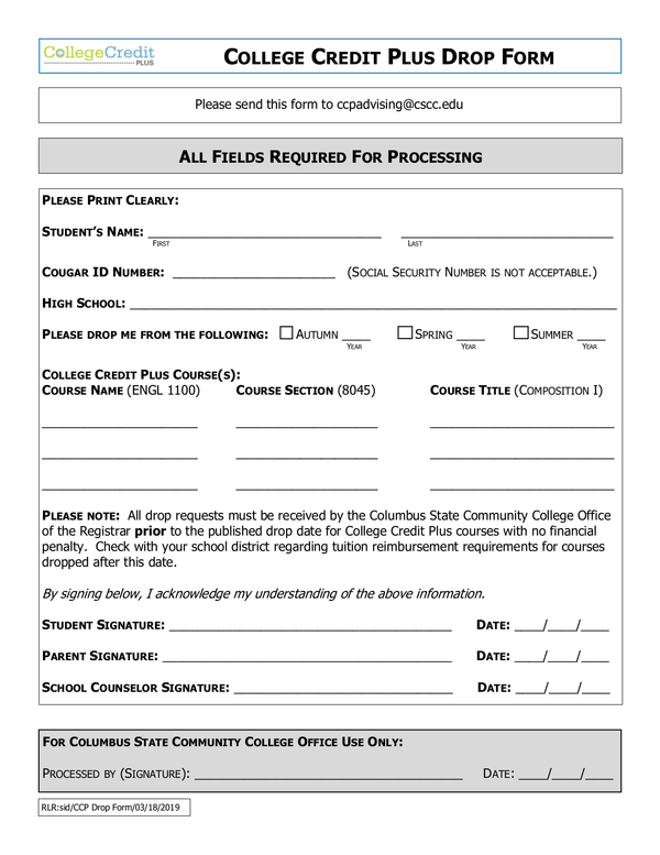 Fill Free Fillable Forms Columbus State Community College