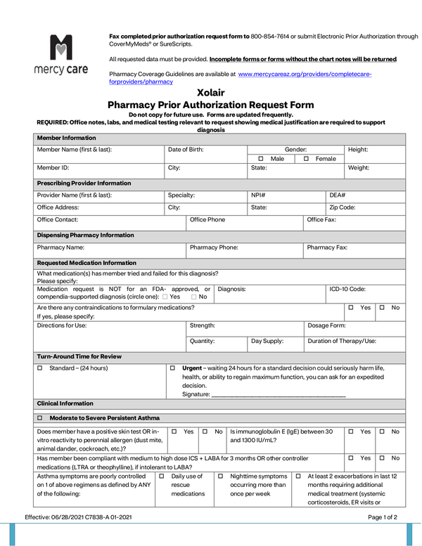 Fill Free Fillable Mercy Care PDF Forms