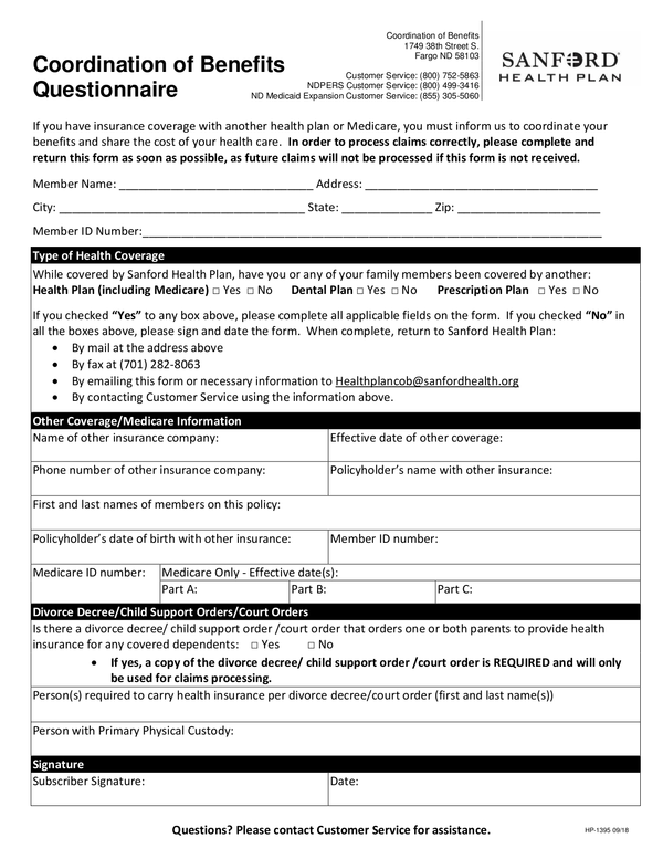 Fill Free Fillable Sanford Health Plan PDF Forms