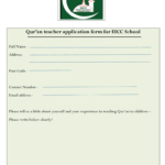 Fillable Online Eastbourne Mosque Qur an Teacher Application Form Fax