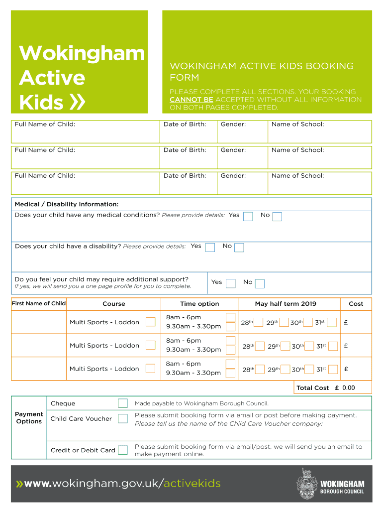 Fillable Online West Of Wokingham Secondary Free School Application