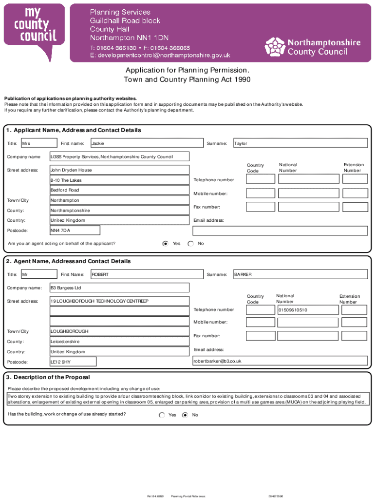 Fillable Online Www3 Northamptonshire Gov PDF Full Planning Application 