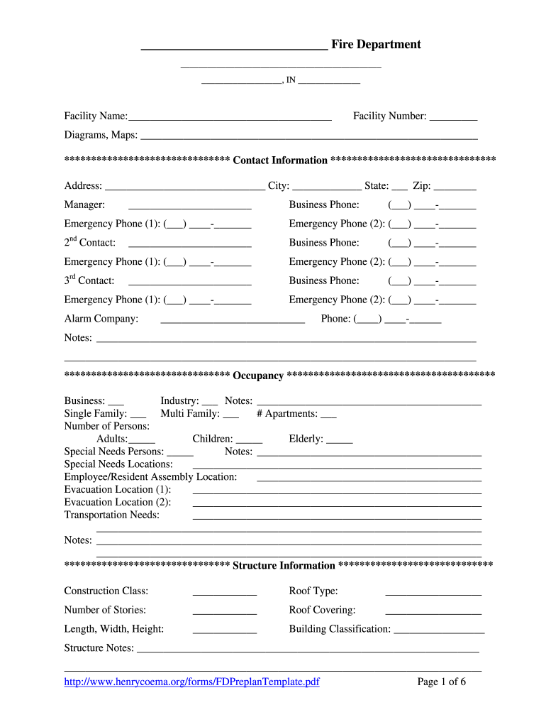 Fire Department Pre Plan Template Fill Out Sign Online DocHub