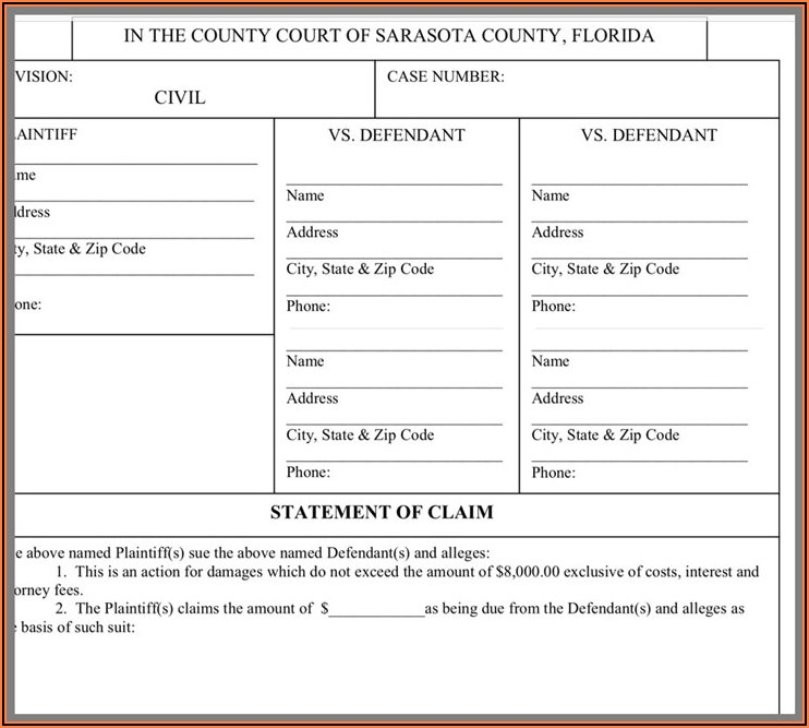 Florida Supreme Court Small Claims Forms Form Resume Examples 