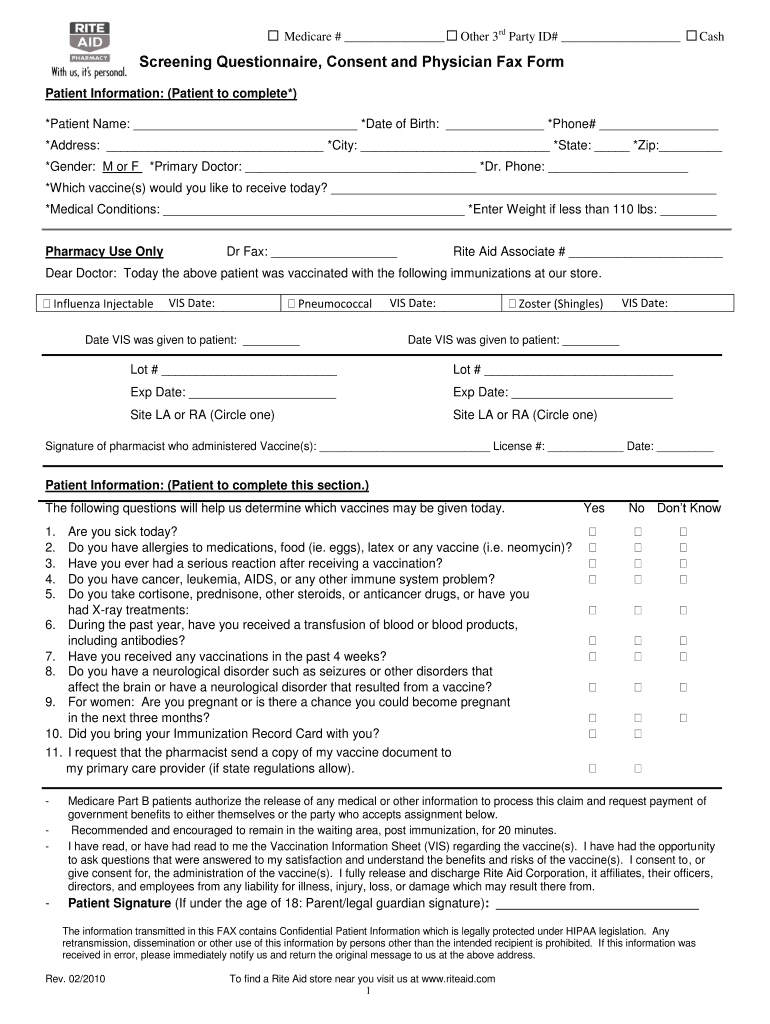 Flu Immunization Form 2019 Fill Out Sign Online DocHub