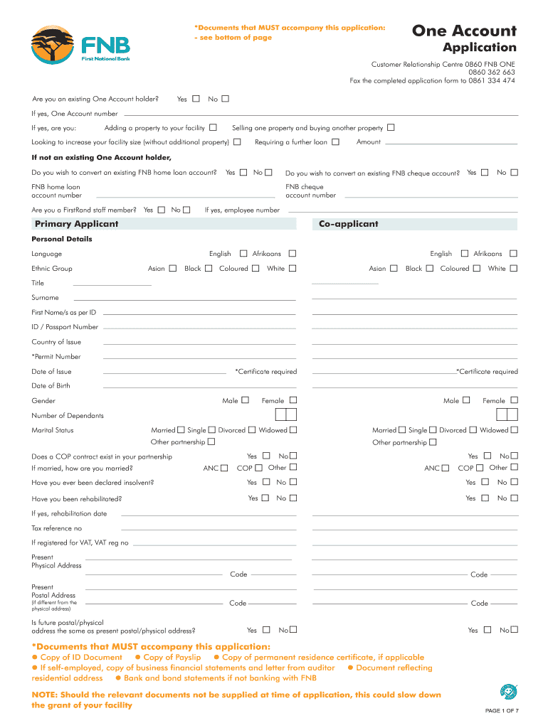 Fnb Application Form Fill Out Sign Online DocHub