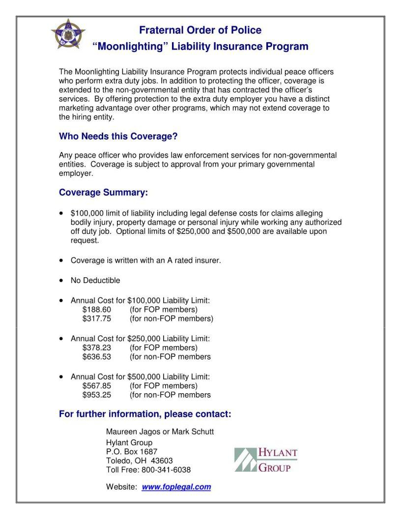 Fop Insurance Form Fill Out Printable PDF Forms Online