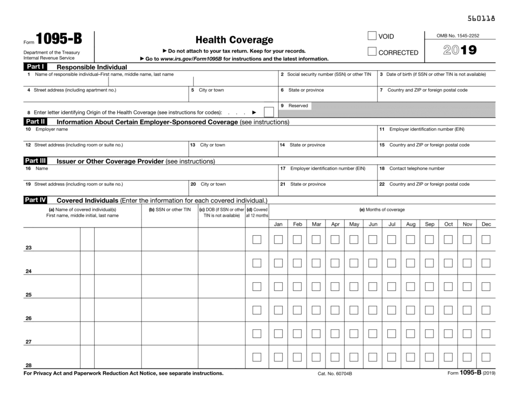 Form 1095 B Health Coverage Definition