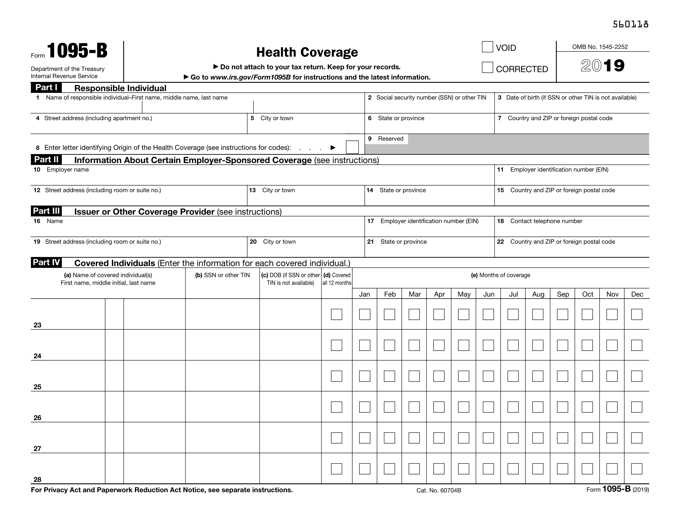 Form 1095 B Health Coverage Definition