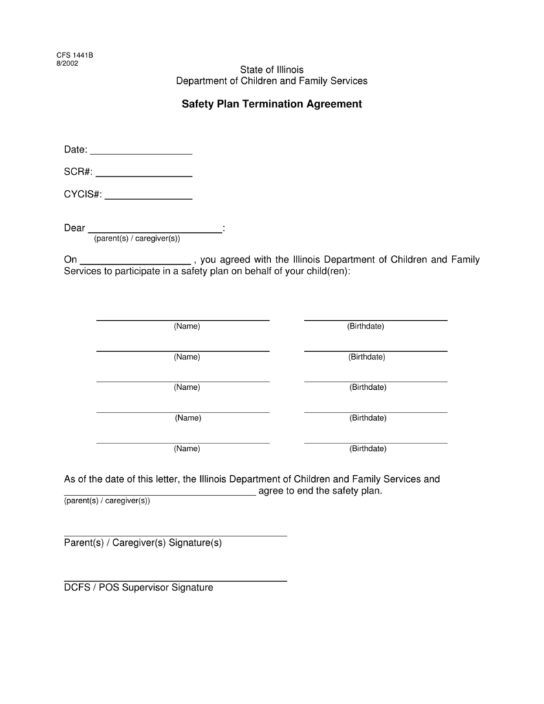 Form CFS1441 B Download Fillable PDF Or Fill Online Safety Plan 