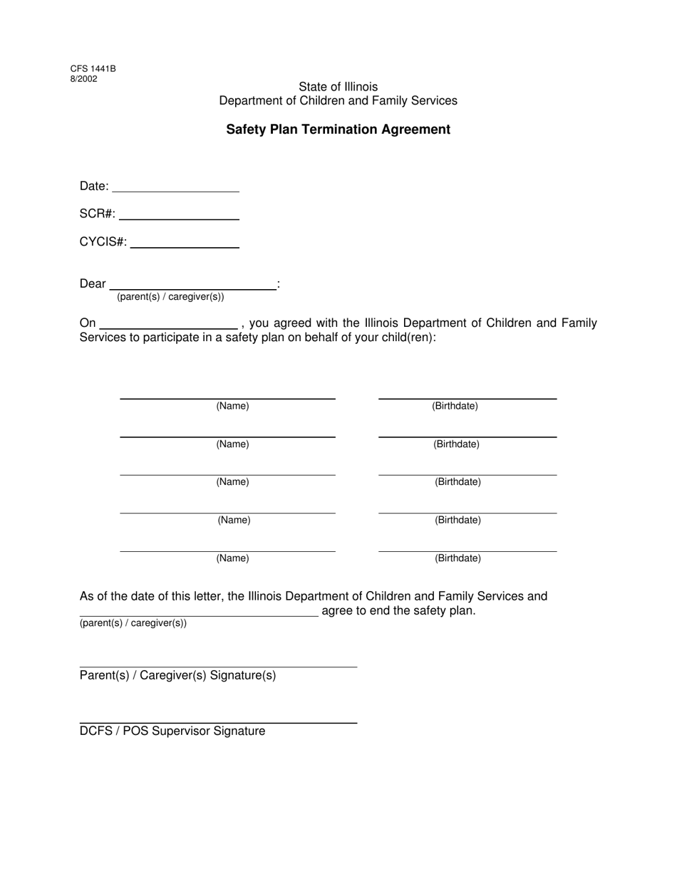 Form CFS1441 B Download Fillable PDF Or Fill Online Safety Plan