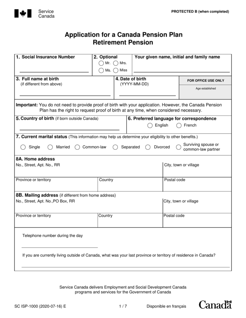 Form ISP 1000 Fill Out Sign Online And Download Fillable PDF Canada 