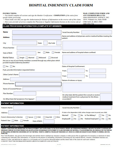 FREE 10 Hospital Indemnity Claim Form Templates In PDF