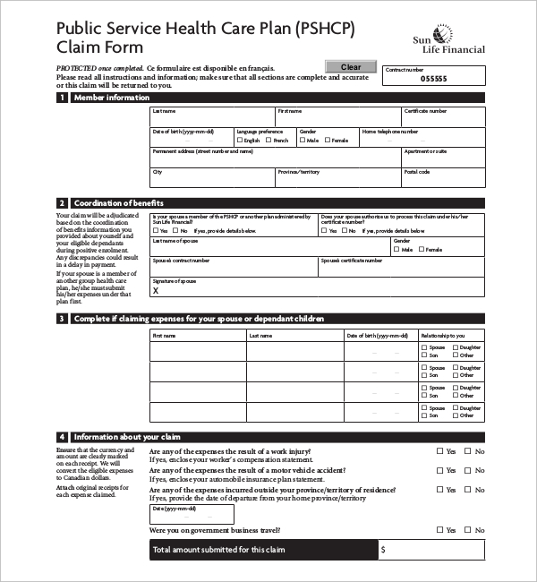 FREE 11 Sample Medical Claim Forms In PDF MS Word Excel