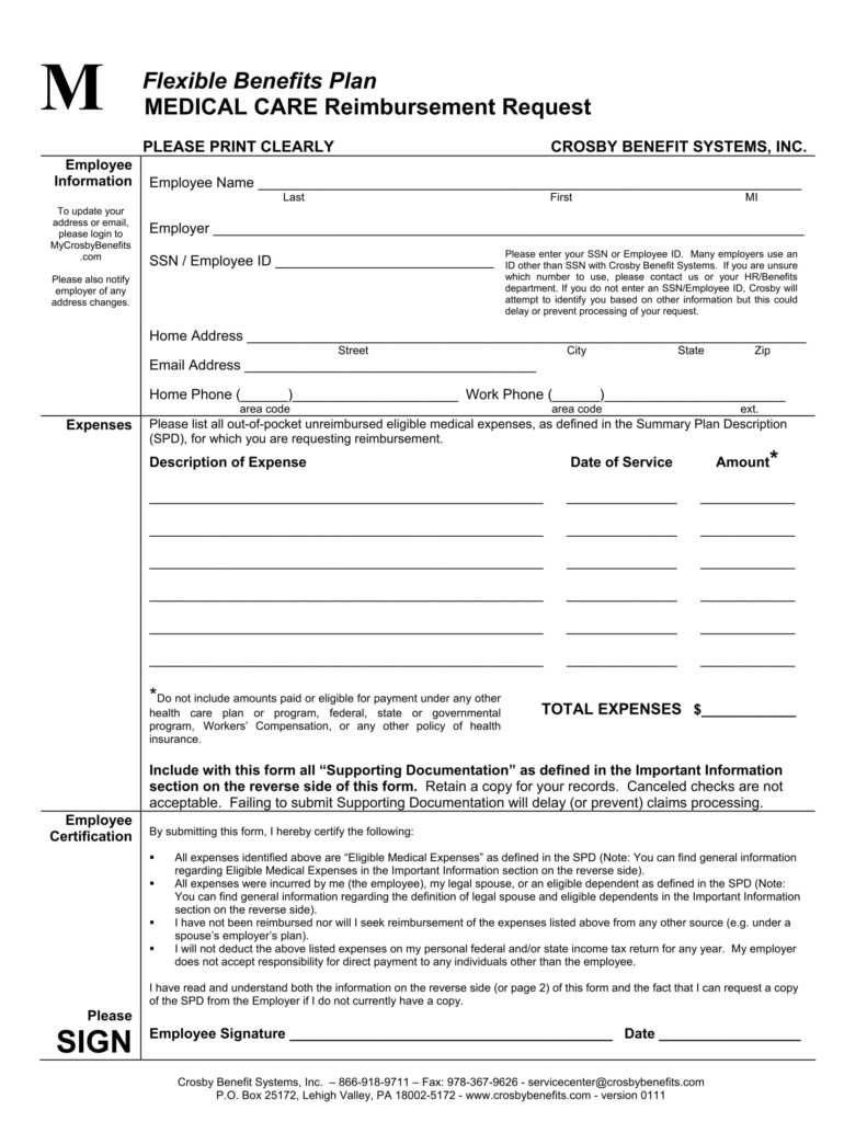 FREE 14 Employee Medical Reimbursement Forms In PDF