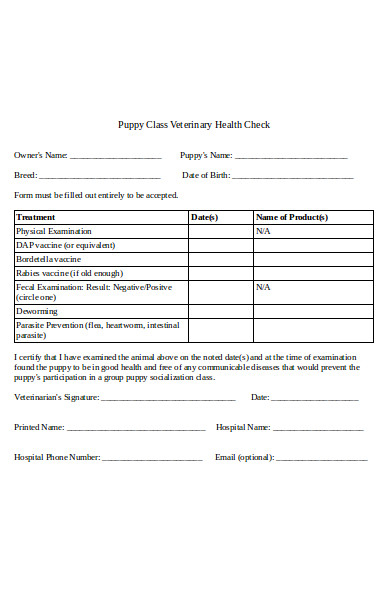 FREE 8 Health Check Forms In PDF Ms Word