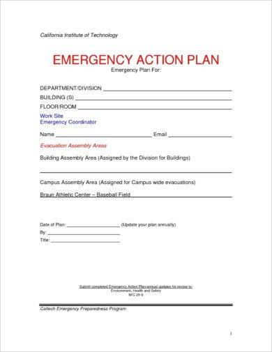 Free Emergency Action Plan Template