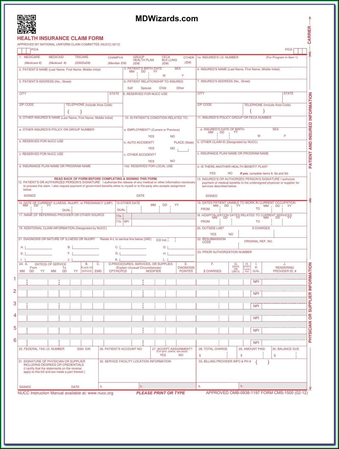 Free Hcfa 1500 Claim Form Template Form Resume Examples Dp3OOgO30Q