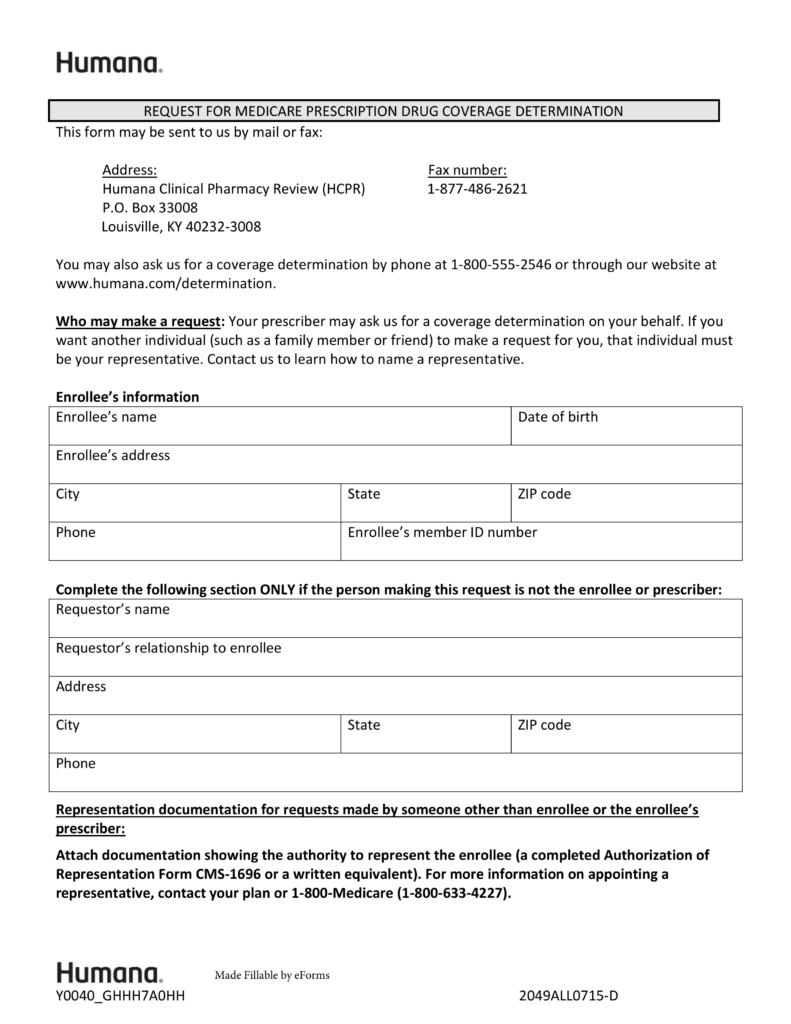 Free Humana Prior Rx Authorization Form PDF EForms