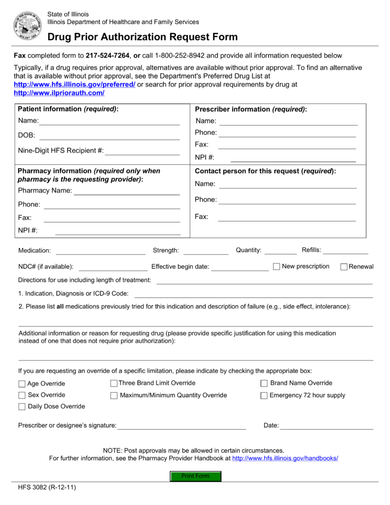 Free Illinois Medicaid Prior Rx Authorization Form PDF EForms 