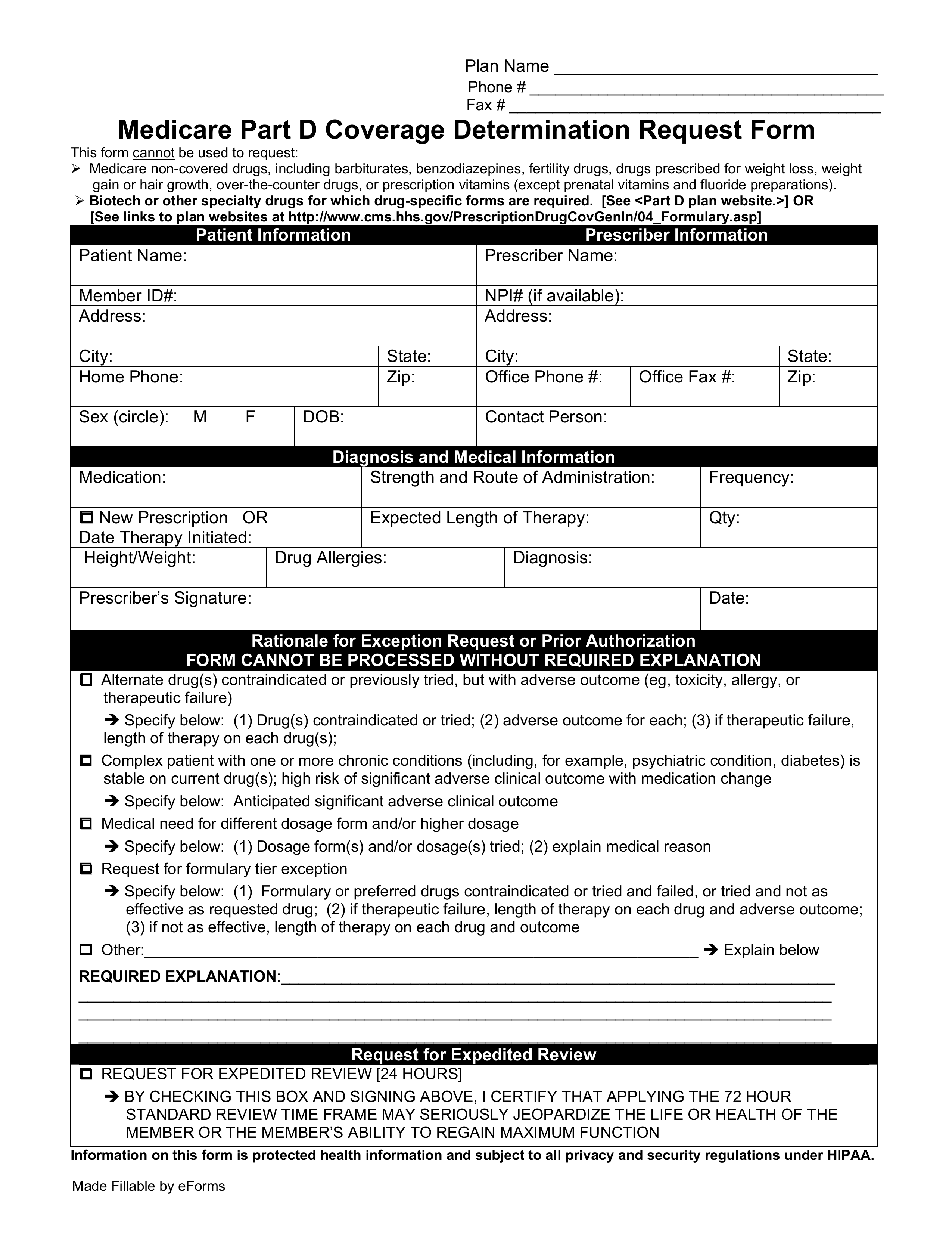 Free Medicare Prior Rx Authorization Form PDF EForms