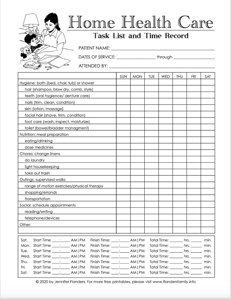 Free Printable Home Health Care Form Home Health Care Home Health 