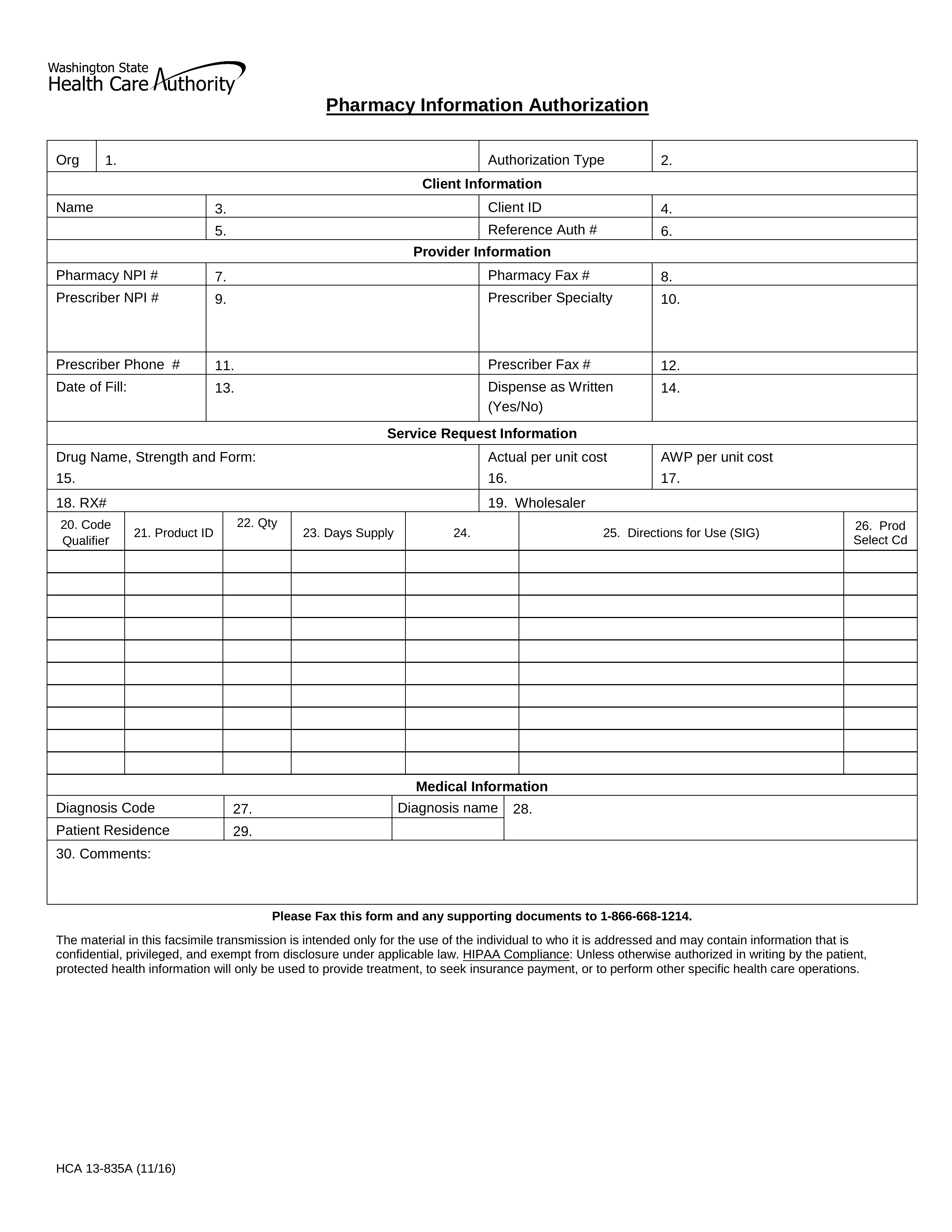 Free Washington Medicaid Prior Authorization Form PDF EForms