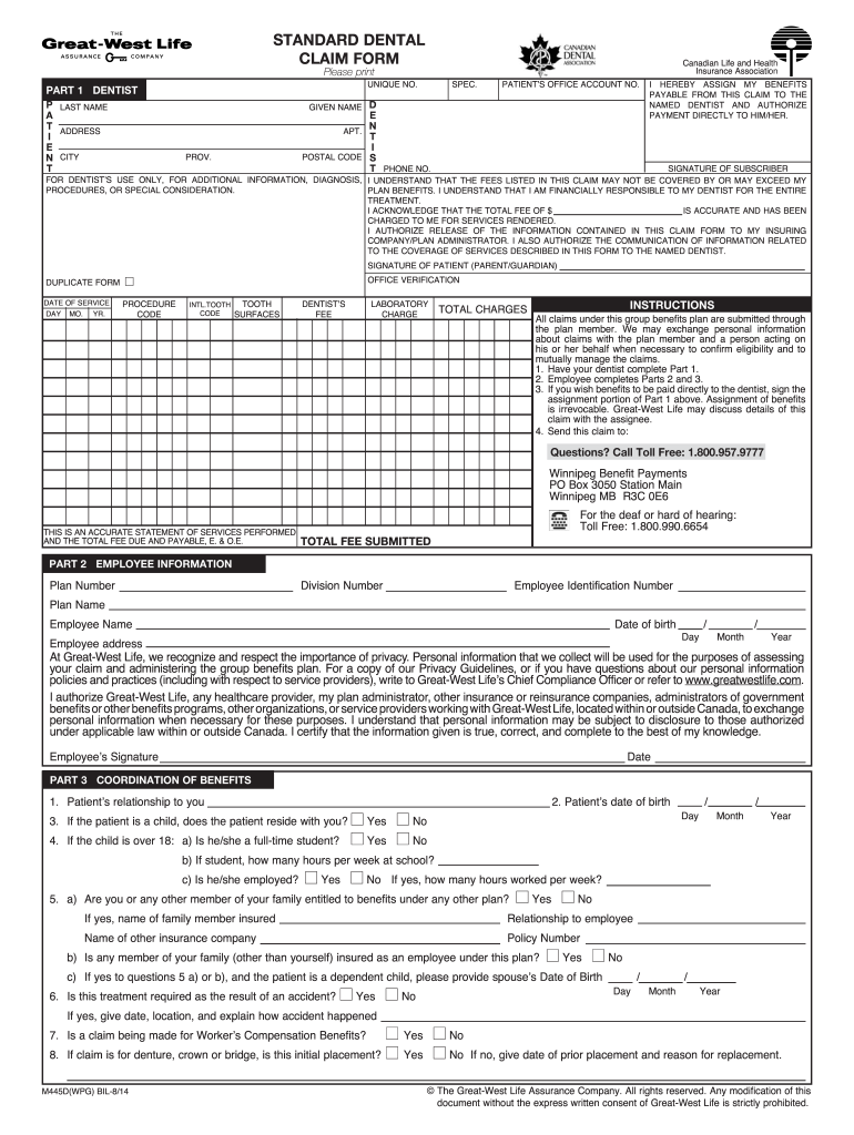Great West Life Claim Form Fill Online Printable Fillable Blank
