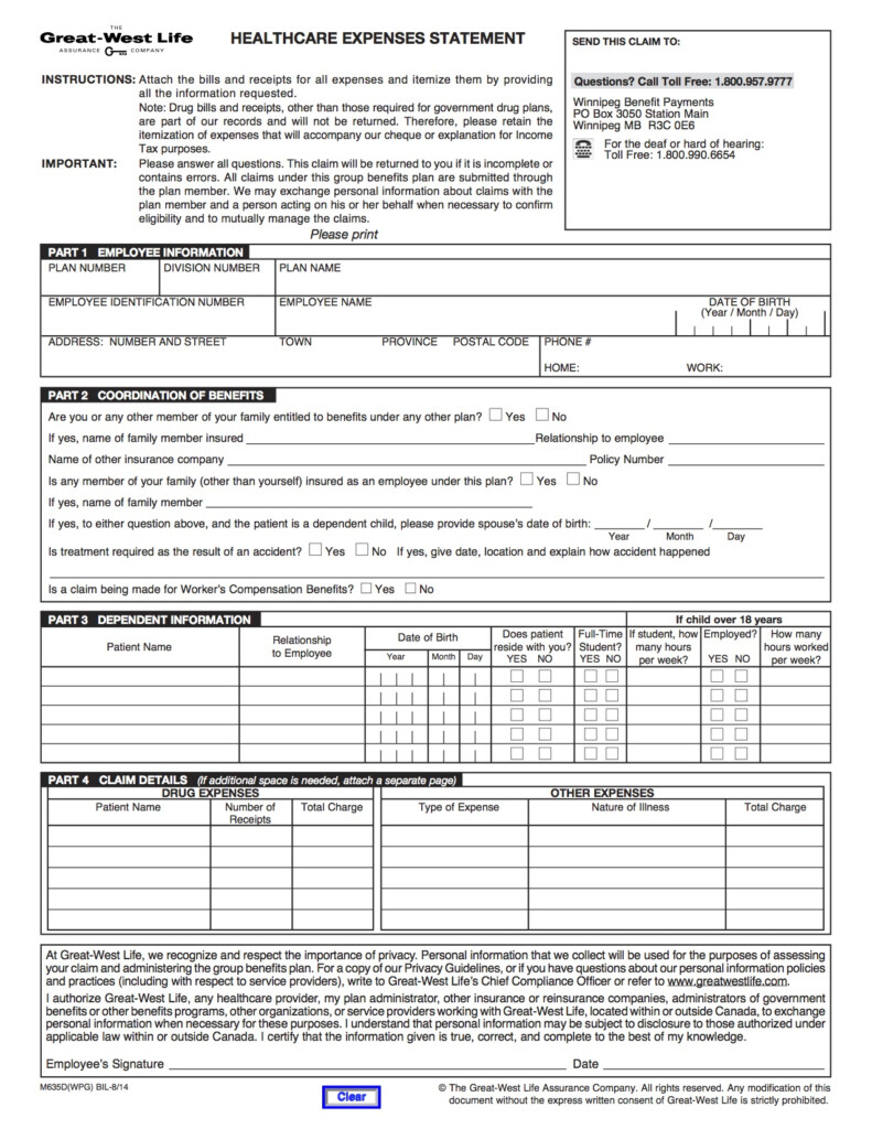 Great West Life Extended Health Claim Form ClaimForms