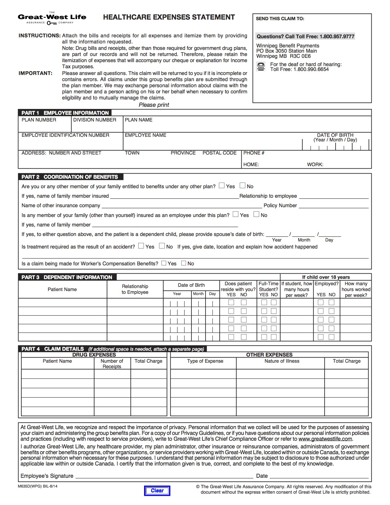 Great West Life Extended Health Claim Form ClaimForms