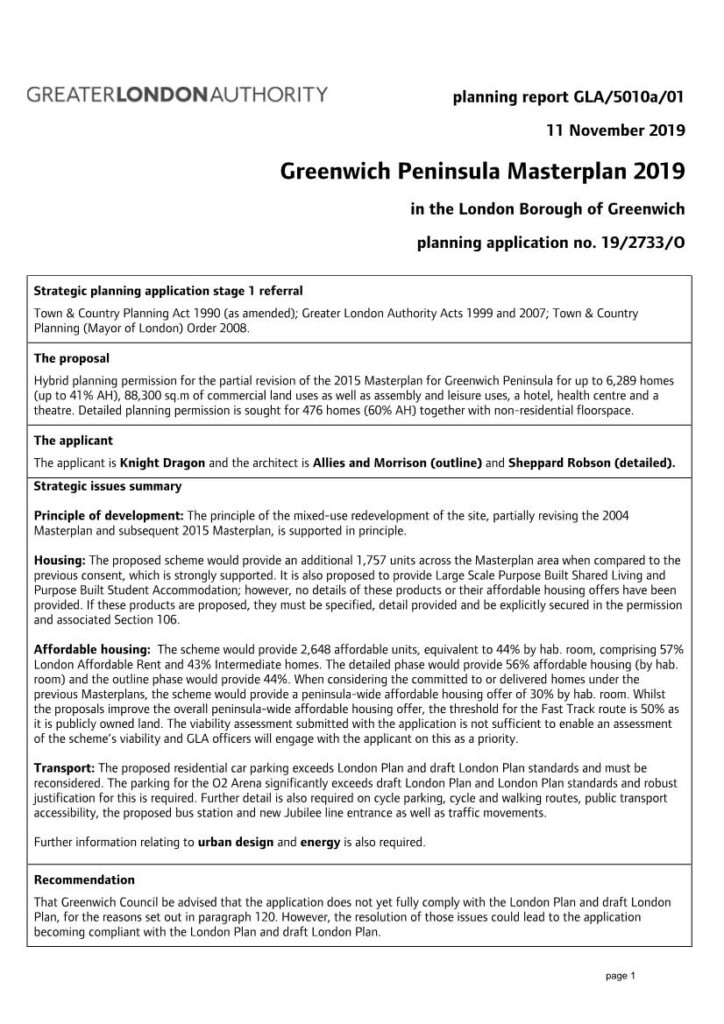 Greenwich Peninsula Masterplan 2019 In The London Borough Of Greenwich 