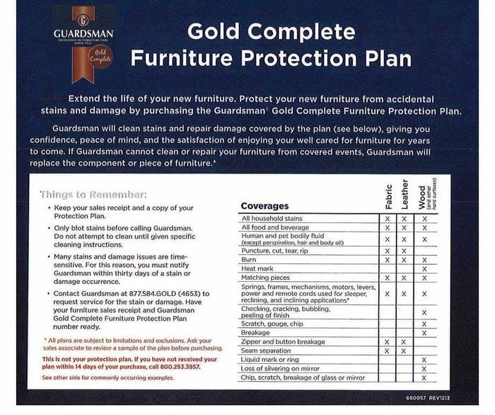 Guardsman Furniture Protection Plan Exotic Home Outlet