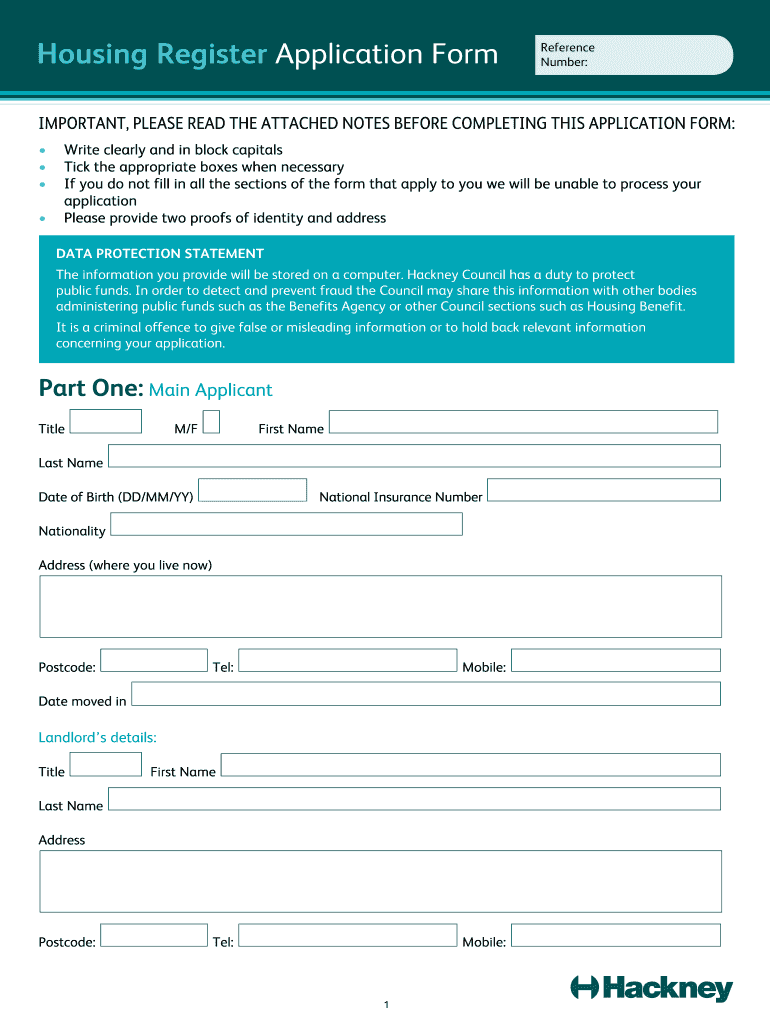 Hackney Housing Register Fill Online Printable Fillable Blank 